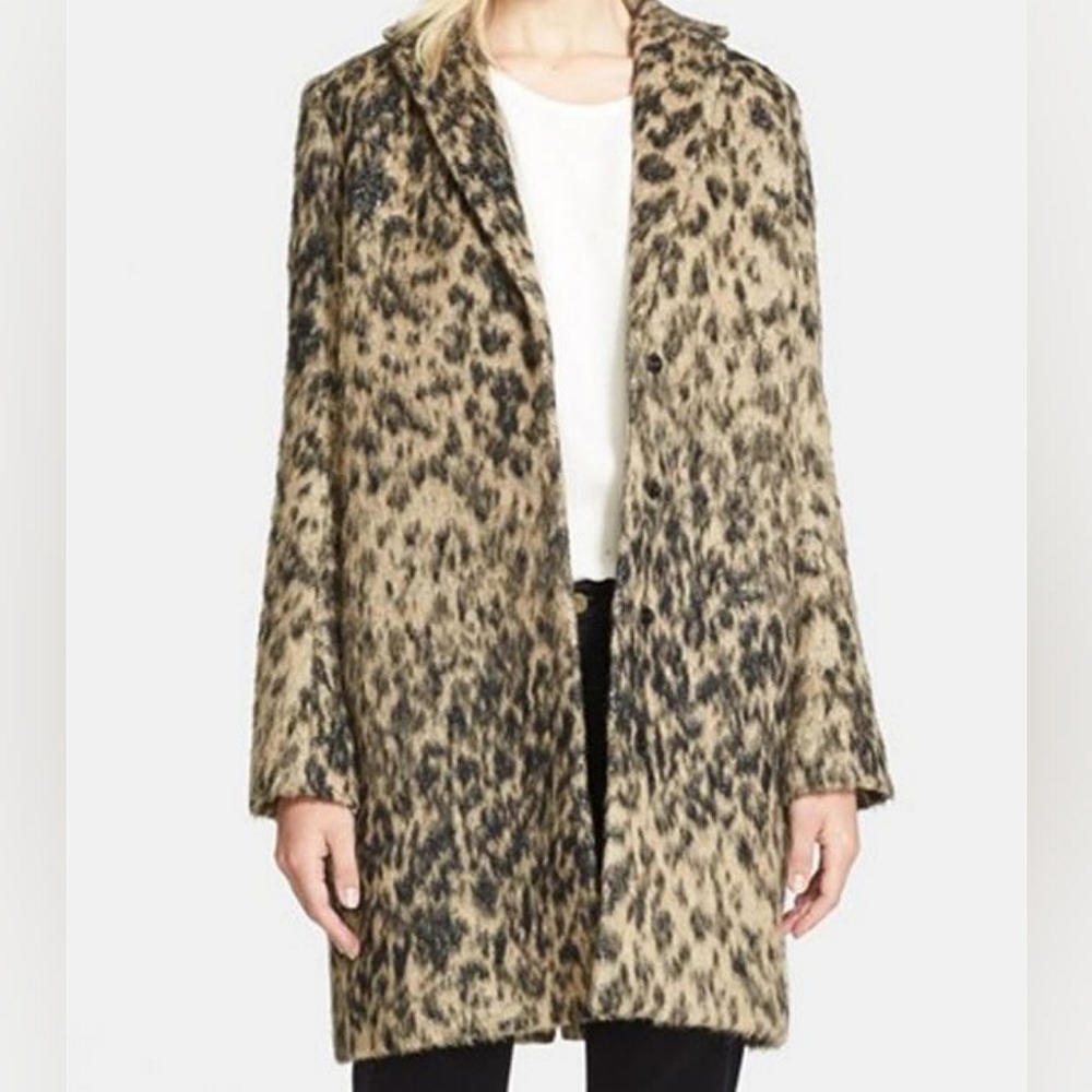Smythe Leopard Lab Coat Alpaca/Mohair in Vintage Leopard Size 2/XS
